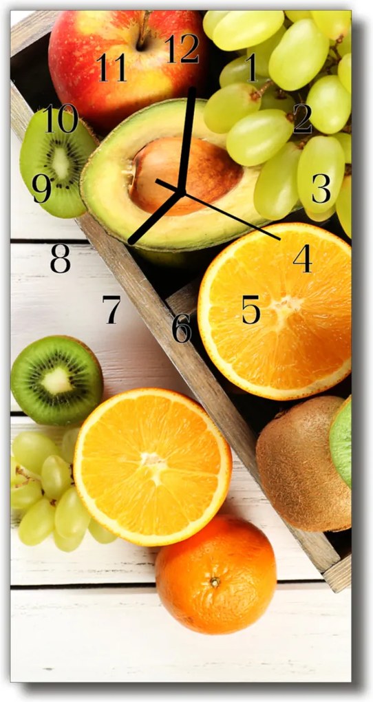 Nástenné hodiny vertikálne  Kuchyňa farebné ovocie