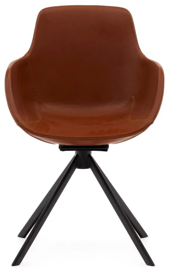 Koňakovohnedé čalúnené jedálenské kreslá v súprave s podrúčkami 2 ks Tissiana – Kave Home