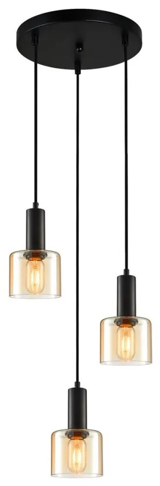 ITALUX PND-65342-3A-BK+AMB - Luster na lanku SANTIA 3xE27/40W/230V