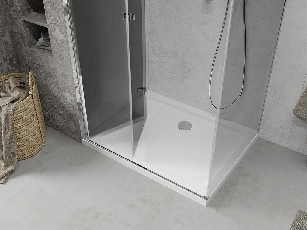 Mexen Lima, sprchový kút so skladacími dverami 70 (dvere) x 100 (stena) cm, 6mm šedé sklo, chrómový profil + slim sprchová vanička biela + chrómový sifón, 856-070-100-01-40-4010