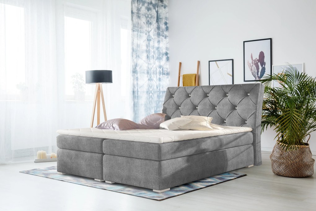 Moderná box spring posteľ Brandon 180x200, šedá