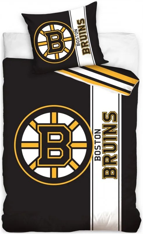 Hokejové obliečky NHL Boston Bruins - séria Belt - 100% bavlna Renforcé - 70 x 90 cm + 140 x 200 cm