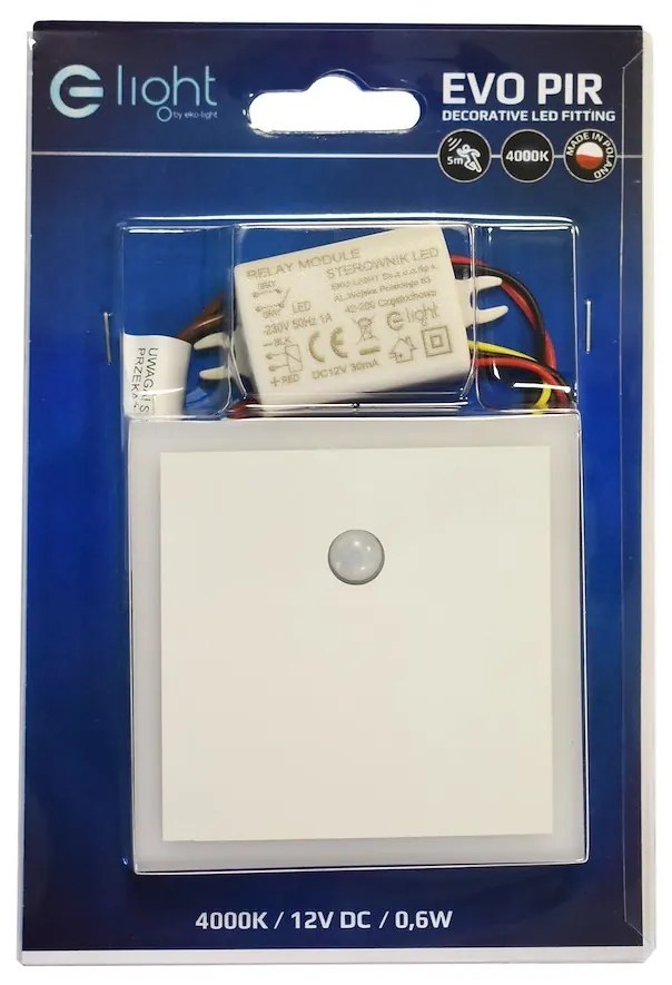 Schodiskové LED svietidlo Evo, 1x LED 0,6w, 4000k, w, pohybový senzor