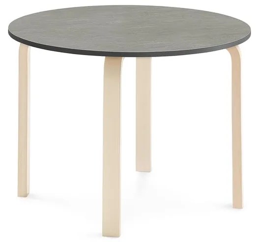 Stôl ELTON, Ø 900x640 mm, linoleum - tmavošedá, breza