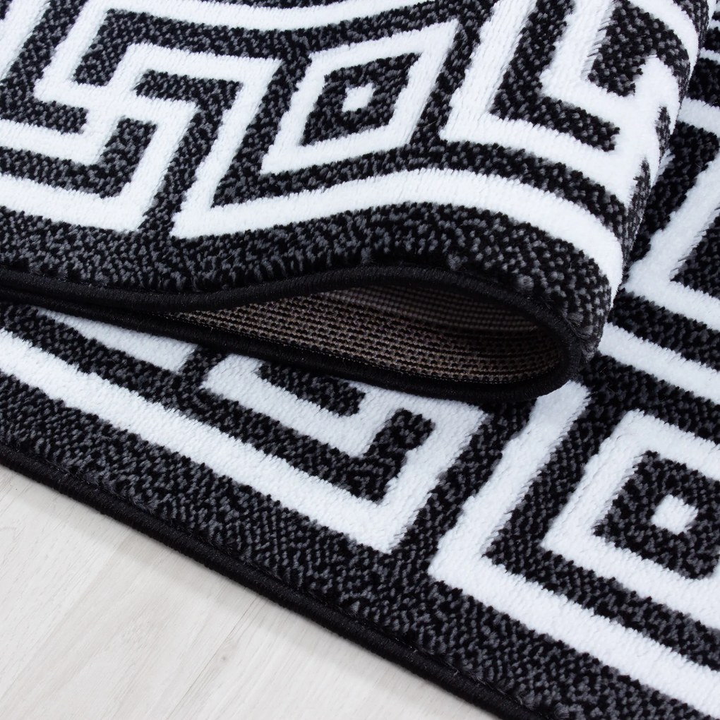 Ayyildiz, Kusový koberec Parma 9340 black, 80x300, čiernobiela, chodba / predsieň