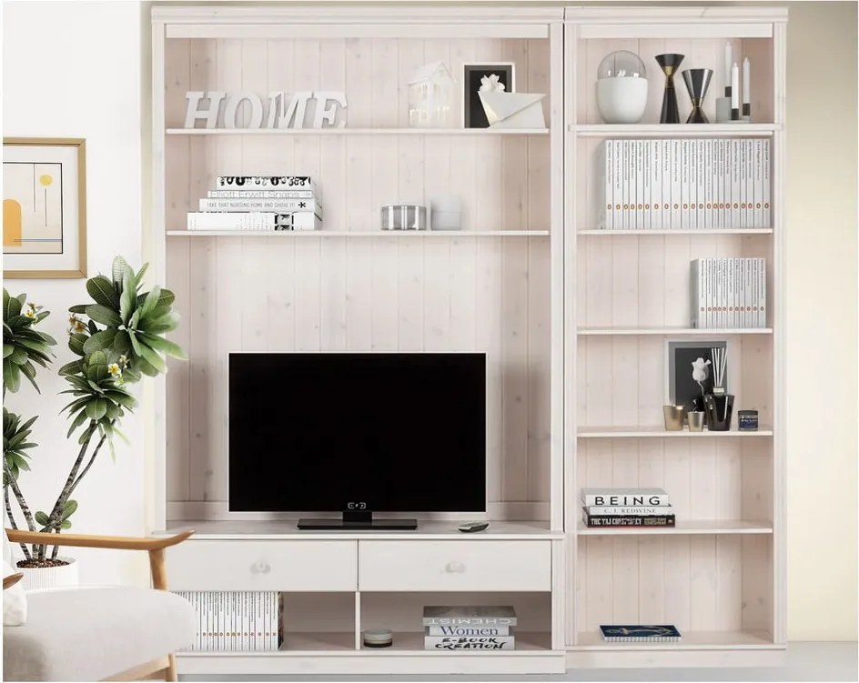 Biela TV zostava z borovicového dreva 214x223 cm Anita – Støraa