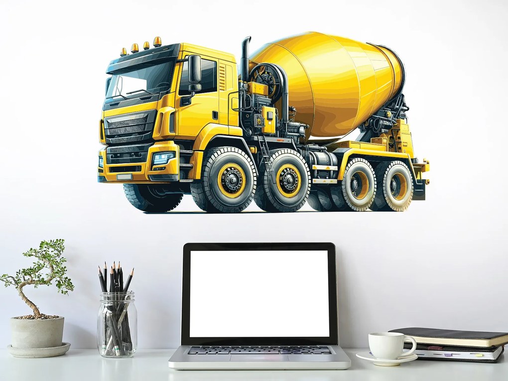Auto miešačka textilní prelepiteľná nálepka na stenu hárok 45 x 25 cm
