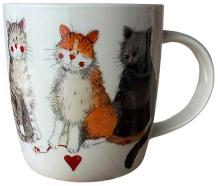 Porcelánový hrnček s tromi mačkami