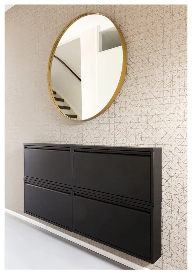 Čierna kovová výklopná skrinka na topánky 75x37,5x12,5 cm Billy – Spinder Design