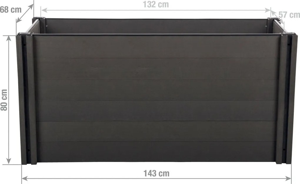Vyvýšený záhon G21 Crop 143 x 68 x 80, WPC, eben, 80 cm