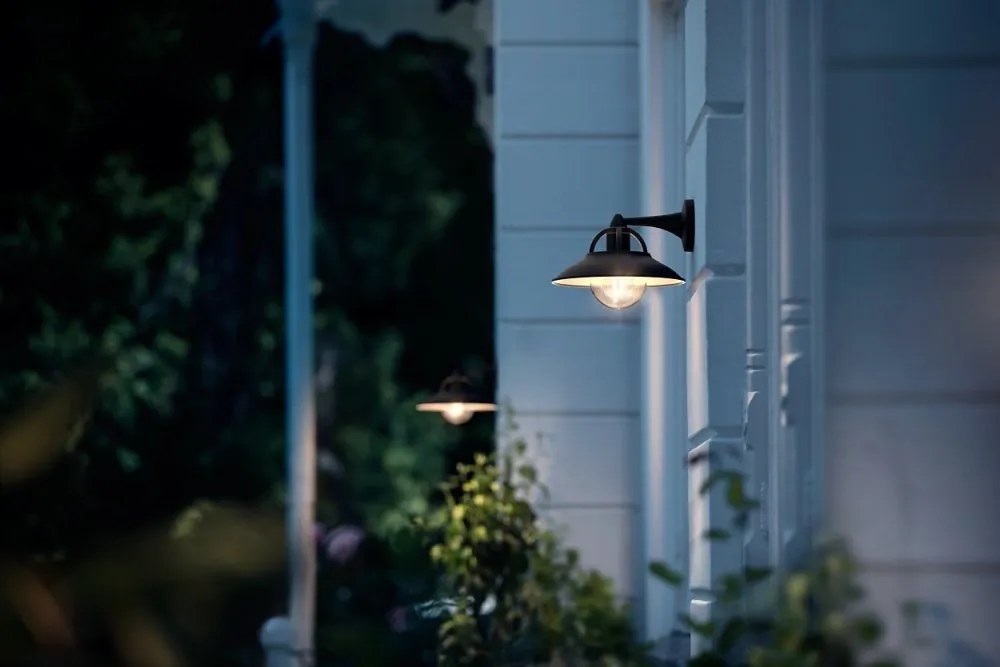 CORMORANT myGarden E27 IP44 Čierna fasádna LED lampa PHILIPS