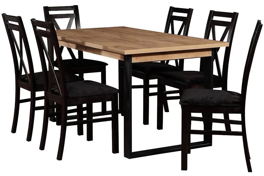 Jedálenská zostava Gracja 1+6 st st42 150x85+48 +W114 wotan/cierny