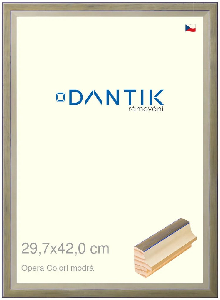 DANTIK rám na obraz 29,7x42 | OPERA Colori modrá (Plexi Čiré)