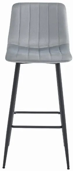 Zamatová barová stolička Florence strieborno sivá