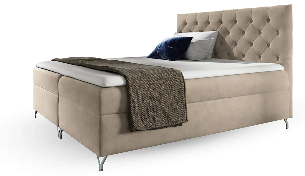 Wilsondo Čalúnená boxspring manželská posteľ Guliette s matracom - béžová Rozmer: 180x200