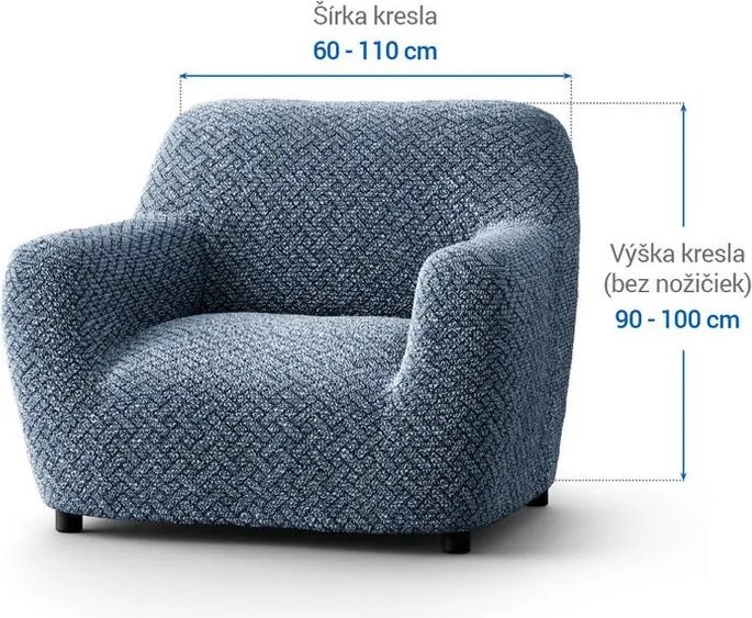 Bielastické poťahy VENEZIA modrá kreslo (š. 60 - 110 cm)