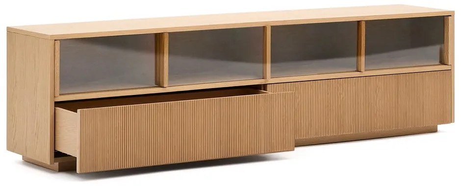 TV stolík v dekore duba v prírodnej farbe 200x54x40 cm Helvine – Kave Home