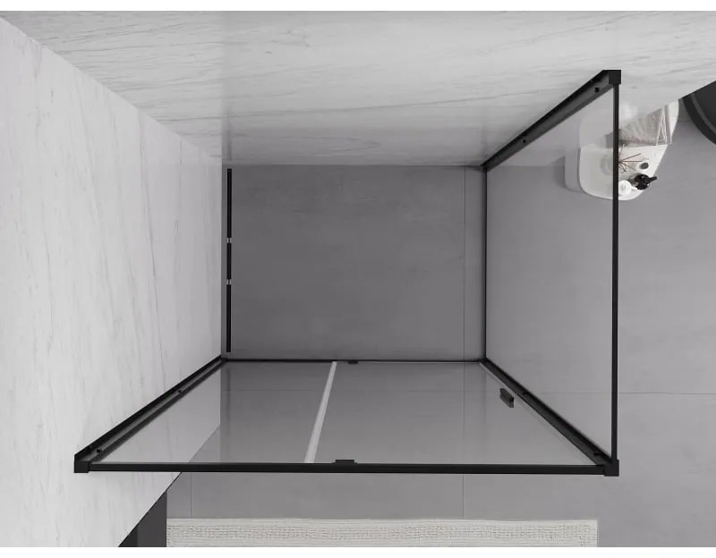 Mexen Exo, sprchovací kút s krídlovými dverami 140 x 70 cm, 6mm číre sklo, čierny profil, 819-140-070-70-00