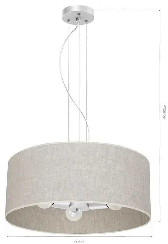 Závesné svietidlo Lino, 1x ľanové tienidlo, (fi 50cm), w