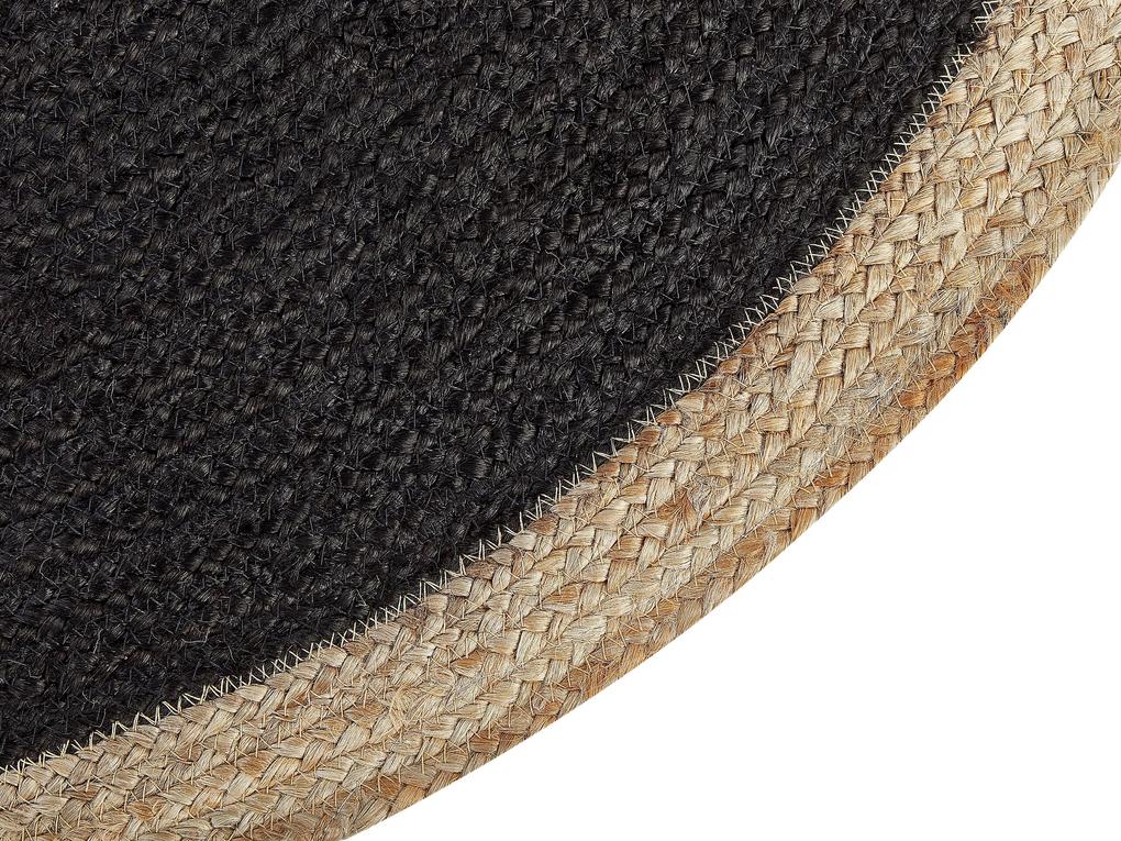 Okrúhly jutový koberec ⌀ 120 cm čierny MENEMEN Beliani