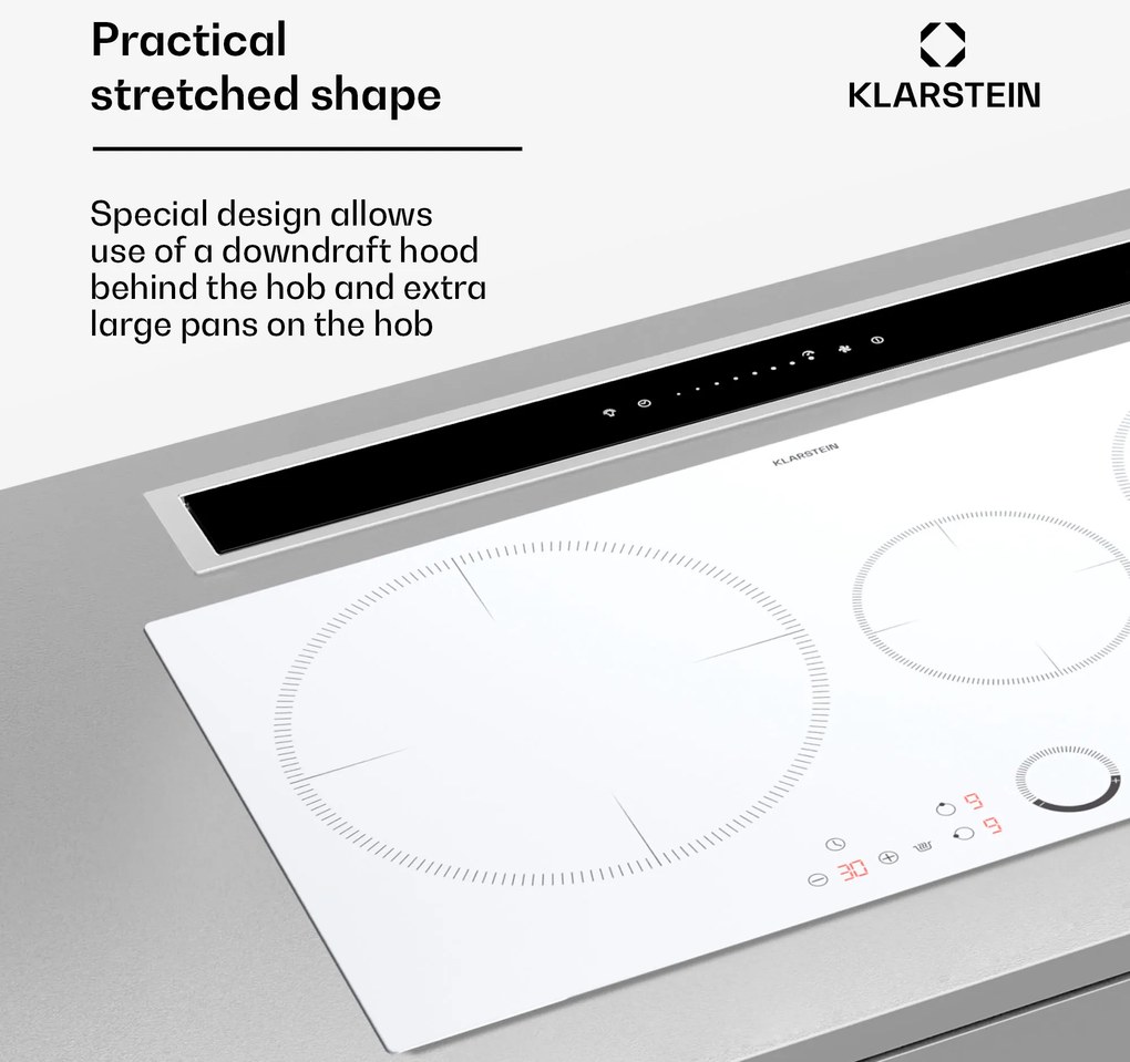 Klarstein Delicatessa 80, vstavaná indukčná varná doska, 3 zóny, 6000 W, Paella zóna, sklokeramika