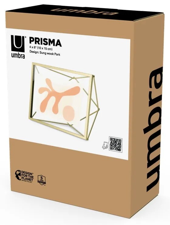 Kovový stojací/na stenu rámček v zlatej farbe 15x20 cm Prisma – Umbra