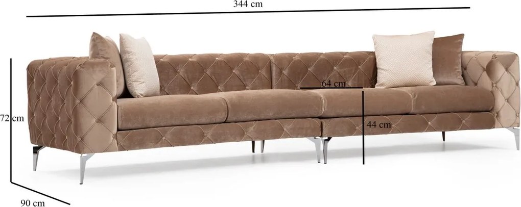 Čtyřmístná pohovka Como 344 cm tmavě krémová