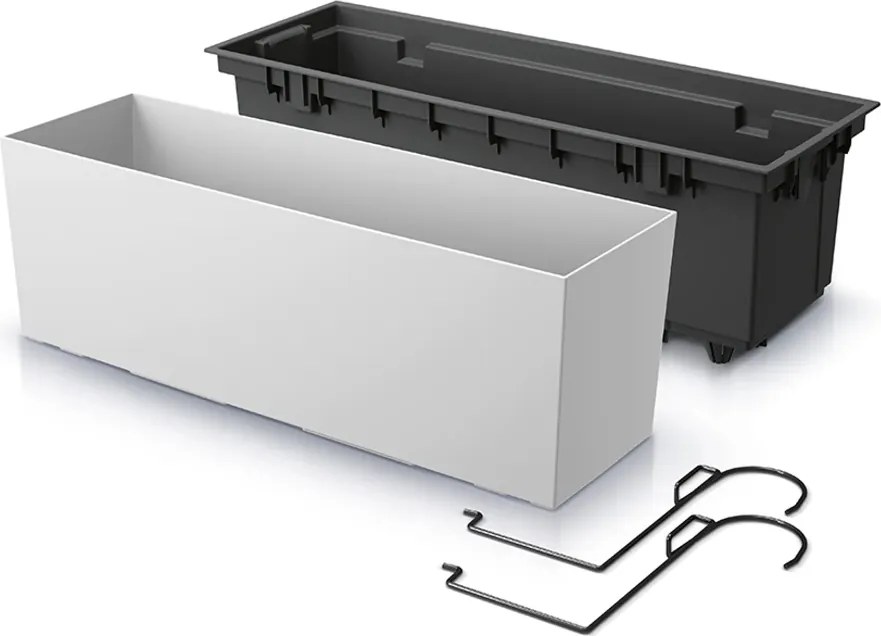 Plastový balkónový kvetináč DUC600W 58 cm - biela