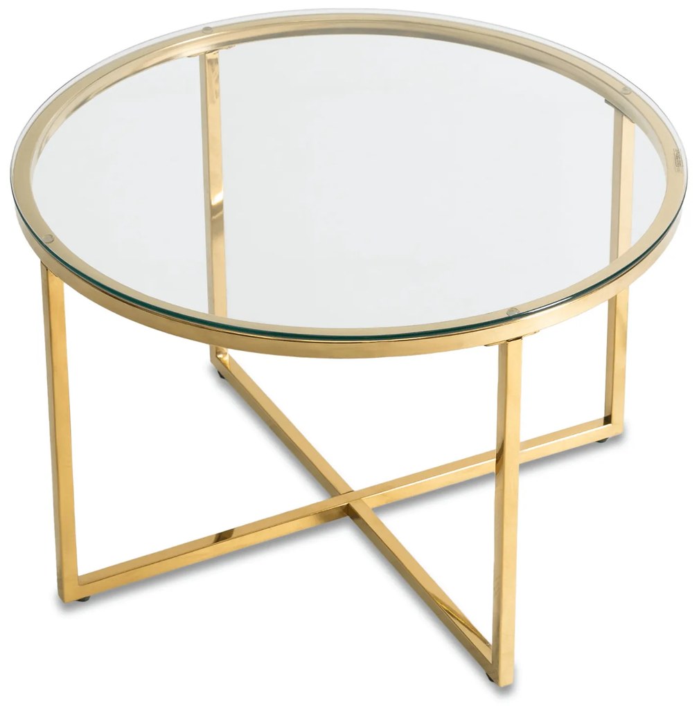 FLIP sklenený konferenčný stolík, sklo/zlatá