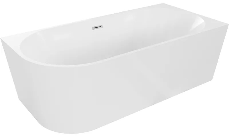 Mexen Mia, voľne stojaca rohová vaňa, pravá, 180 x 80 cm, biela, chrómový prepad, 52691808000P-01