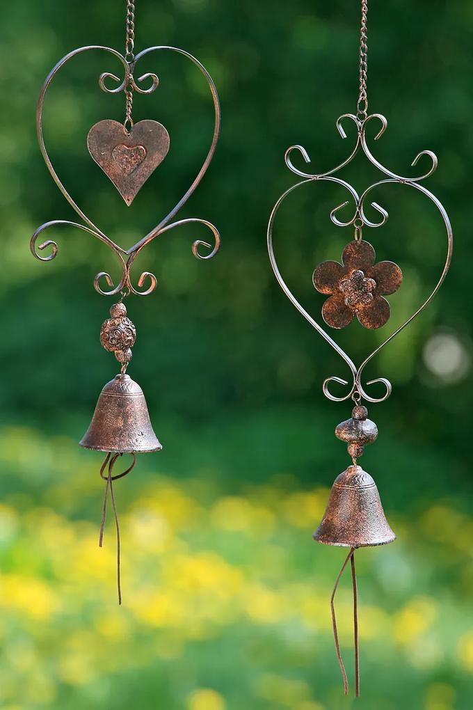 Závesná dekorácia Srdce so zvončekom, 2 ks