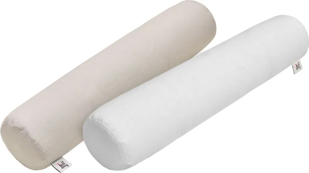 Biely ľanový vankúš v tvare valčeka SNOWY WHITE 14 x 55 cm