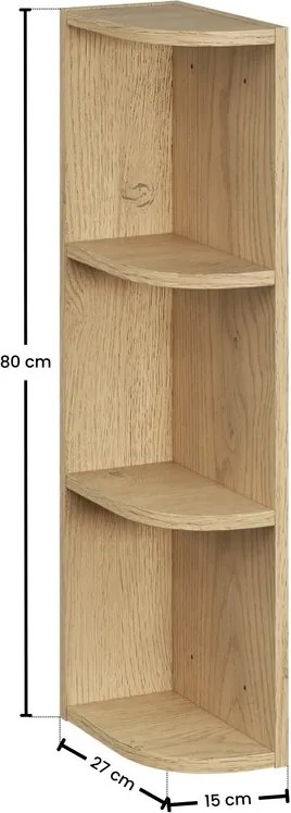 Závěsný rohový koupelnový regál UNI 83-15-80 dub cremona