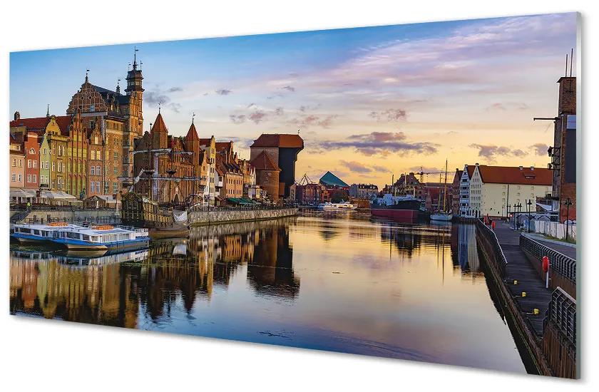 Obraz na akrylátovom skle Port of gdańsk rieky svitania 125x50 cm