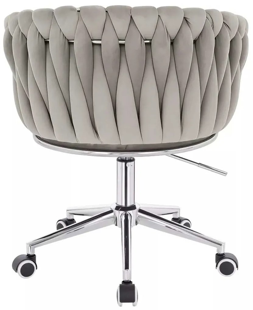 LuxuryForm DESIGN Stolička NORDEN VELUR na striebornej podstave s kolieskami - svetlosivá