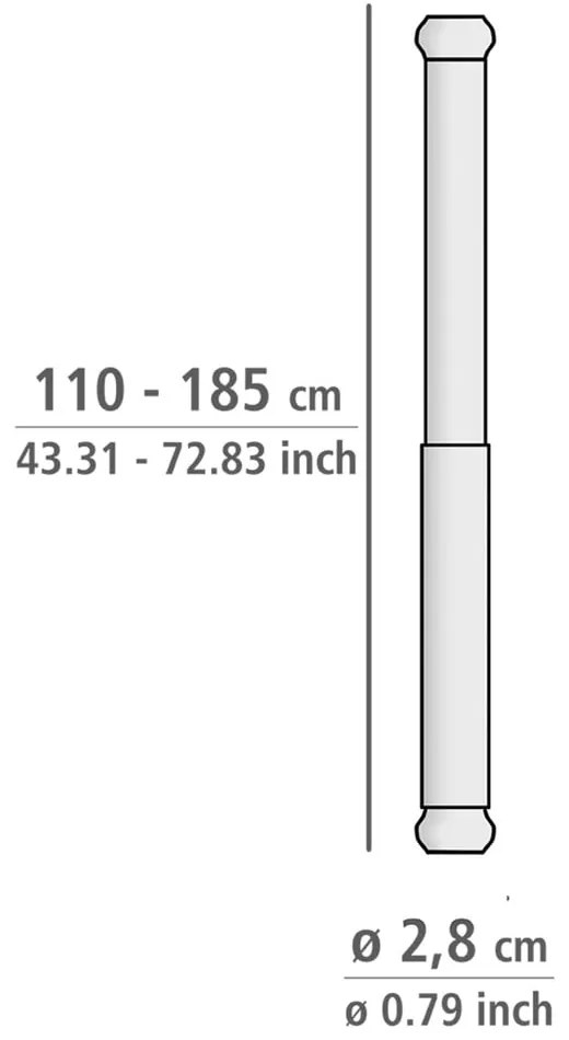 Teleskopická tyč v striebornej farbe do kúpeľne Wenko Luz, dĺžka 110-185 cm