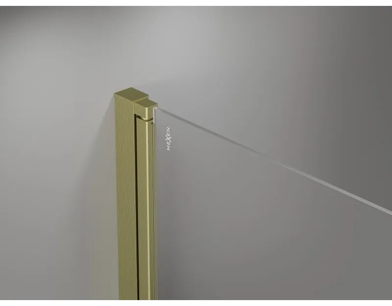 Mexen Mist-F Duo, skladací sprchový kút 70 x 110 cm, číre sklo, zlatý matný profil, 8A6-070L-110P-55-00