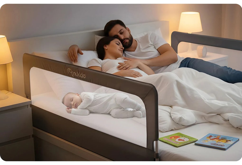 Bezpečnostná zábrana k posteli 180 cm Nukido NK-228 - sivá