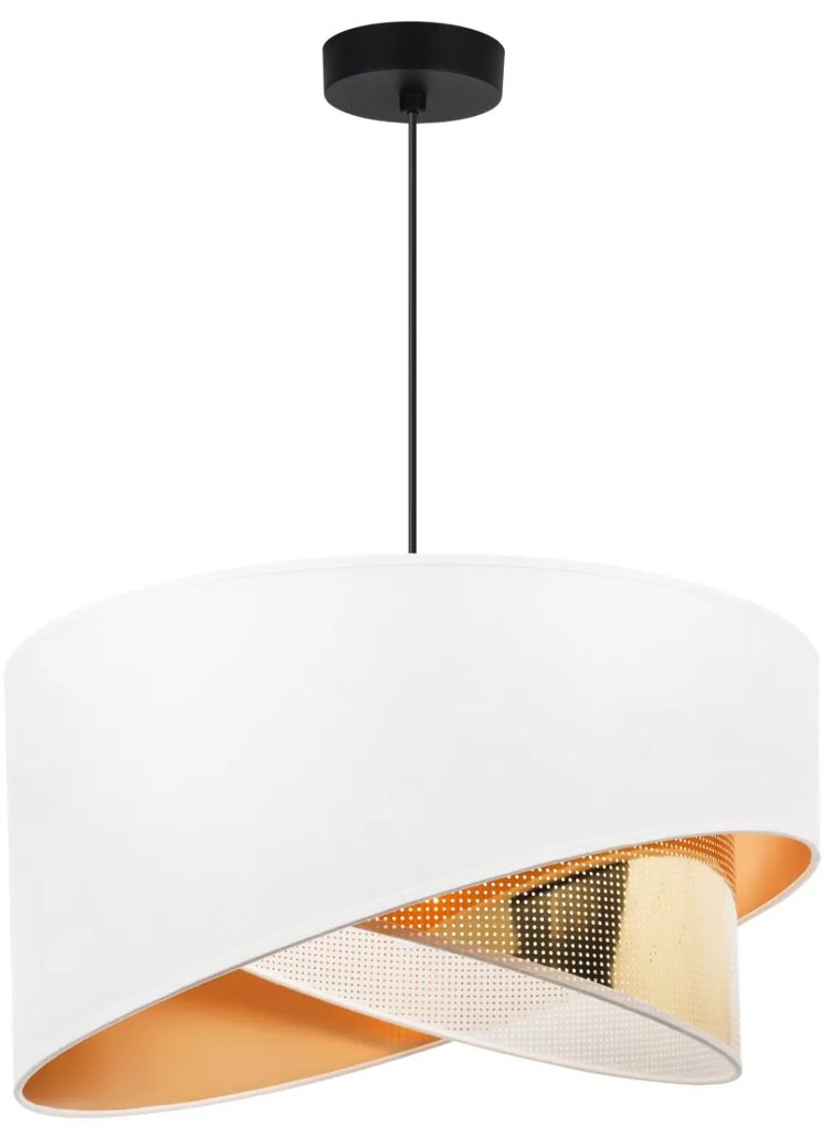 Závesné svietidlo Asti Duo2, 1x PVC/biele textilné tienidlo, (fi 45cm), g, b