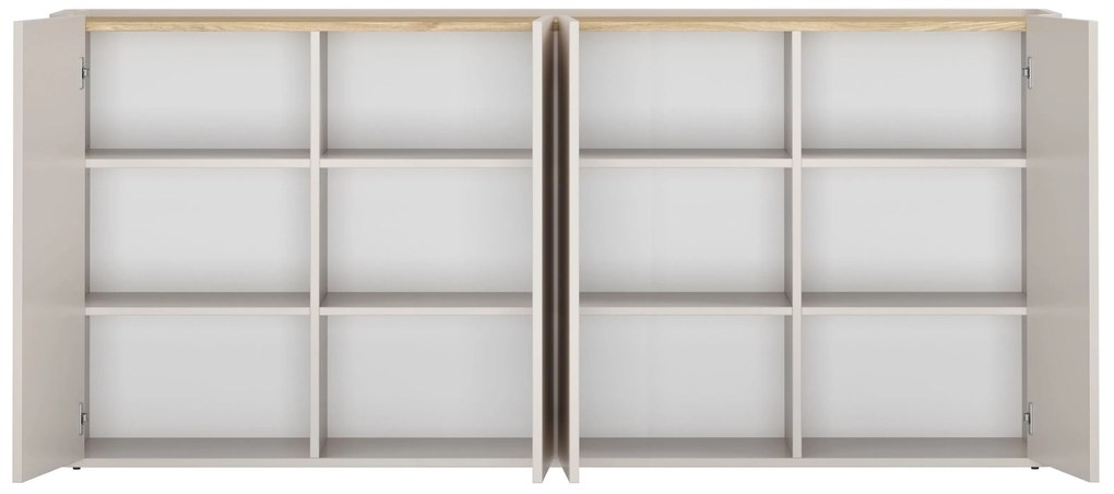 Komoda Elivo 200 cm štvordverová - kašmír / olejovaný dub