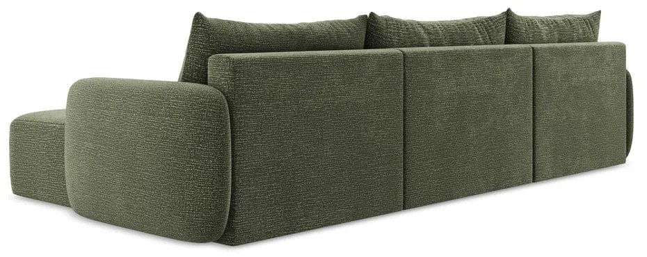 Zelená rozkladacia/s úložným priestorom rohová pohovka Kalena – Makamii