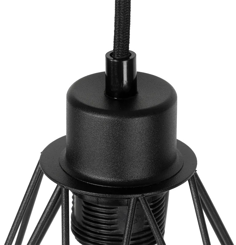 Rustikálna stojaca lampa čierna s drevom 2-svetlo - Chon