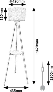 Rabalux 74108 - Stojacia lampa TREVIA 1xE27/40W/230V