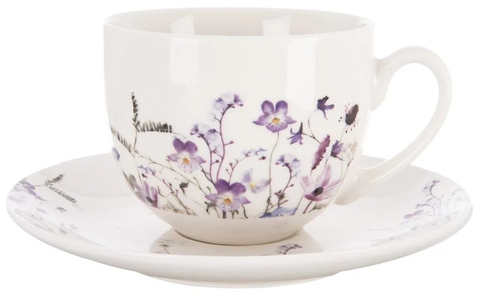 Biela/fialová porcelánová šálka 280 ml Louka – Orion
