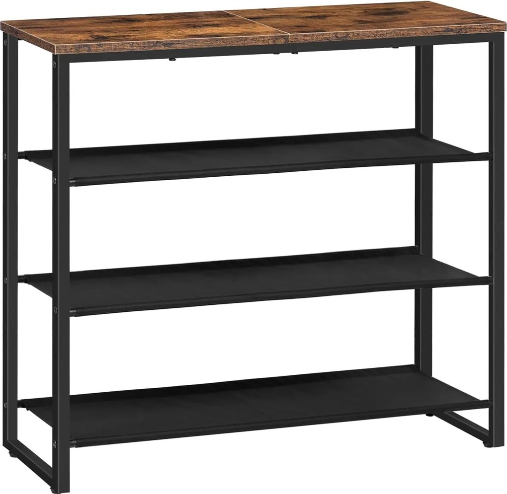 Botník s látkovými policemi Vasagle Elviro 75 cm černý/hnědý