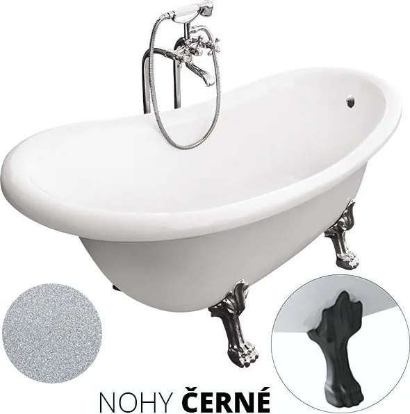 Besco Akrylátová voľne stojaca vaňa Otylia Glam S 160x77 (170x77) s prepadom BESCO-Typ výpuste: Click-Clack s prepadom, zlatá, BESCO-Nôžky: Biela, BE…