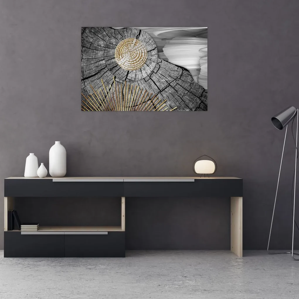 Obraz - Kmeň stromu v koláži (90x60 cm)
