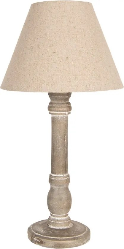 Hnedá stolná lampička s béžovým tienidlom Shabby - Ø 23*45 cm E27/max 1*40W
