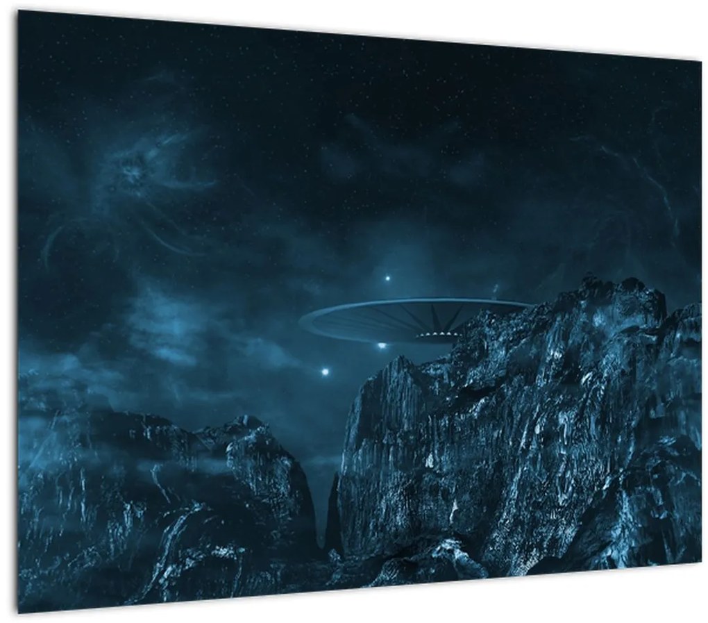 Sklenený obraz - Mimozemská misia (70x50 cm)