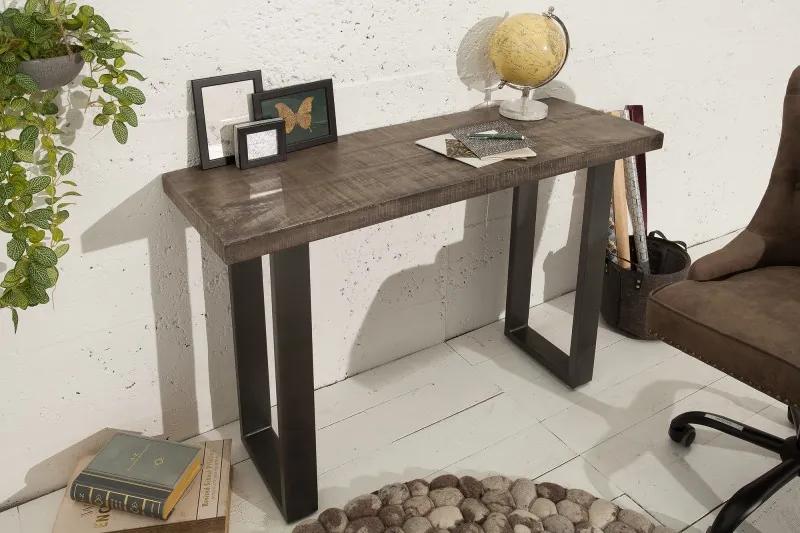 Konzolový stolík Iron Craft 115cm mango šedý